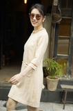 SYO- Đầm tweed suông trang trí dây nhung
