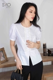 SYO-ÁO PEPLUM TRẮNG PHỐI REN ĐỤC LỖ