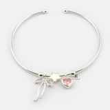 B 3 CHARM BOW BUBBLE STAR AND PINK HEART GEM