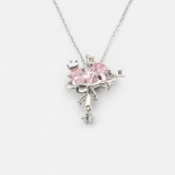 N CROWN PINK HEART AND CIRCLE BOW DROP GEM