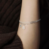 BRA MULTI SNOWFLAKE GEM DOUBLE OVAL CHAIN BLUE STONE
