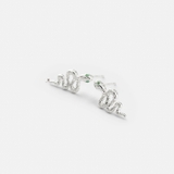 E STUD WHITE SNAKE GREEN GEM EYE