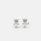 E STUD TEDDY BEAR HEAD GEM HUG FIRE STONE