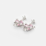 E STUD GEM DROP CROWN PINK HEART AND CIRCLE BOW