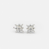 E STUD SQUARE FLOWER MULTI GEM