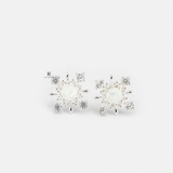 E STUD SQUARE SNOW GEM OPAL RAINBOW STONE