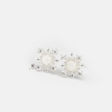 E STUD SQUARE SNOW GEM OPAL RAINBOW STONE