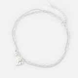 ANK DOUBLE LINE OVAL CHAIN SLIM BUBBLE HEART AND GEM