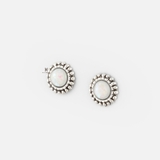 E STUD DOT CIRCLE OPAL MOONSTONE OXIDIZE