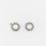 E STUD DOT CIRCLE OPAL MOONSTONE OXIDIZE