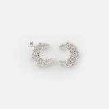 E STUD CRESCENT MOON DOTTED LINE 5 GEM