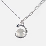N WHITE RABBIT MOON STONE AND CRESCENT MOON