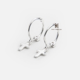 E STUD DROP CROSS TAG