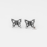 E STUD BUTTERFLY OXIDIZED