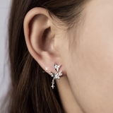 E STUD TRIPLE BUTTERFLY FANCY AND GEM