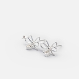 E STUD DOUBLE LAYER BOW DROP HEART GEM