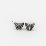 E STUD BUTTERFLY TINY BLACK GEM