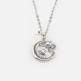 N CUTE RABBIT ON MOON RAINBOW STONE