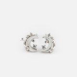 E STUD CRESCENT MOON SYNTHETIC CAT'S EYE STONE TINY GEM