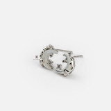 E STUD CRESCENT MOON SYNTHETIC CAT'S EYE STONE TINY GEM