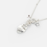 N BALL CHAIN HEART LOCK CHROME DOUBLE BALL ROUND AND SQUARE GEM