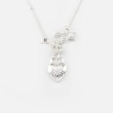 N BALL CHAIN HEART LOCK CHROME DOUBLE BALL ROUND AND SQUARE GEM