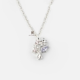 N DOUBLE FLOWER PINK GEM AND LEAF GEM