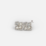 E STUD BIG SQUARE CLOVER FLOWER MOTHER OF PEARL