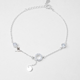 BRA DOUBLE GEM CIRCLE TINY GEM DROP CIRCLE TAG CHAIN