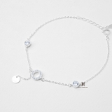 BRA DOUBLE GEM CIRCLE TINY GEM DROP CIRCLE TAG CHAIN