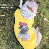 ÁO HOODIE VÀNG HÌNH CHÓ PUG NÓN SỌC- SP000597