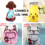 COMBO 4 ÁO 3 LỖ CHO CHÓ MÈO