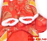 ÁO TẾT CHO CHÓ MÈO KIỂU GẤM SƯỜN XÁM VÀNG ĐỎ - SP000284