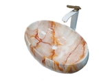 Chậu rửa mặt Ceramic Lavabo vân đá loại bầu dục