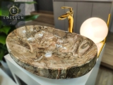 Chậu rửa mặt Ceramic Lavabo vân đá loại thuyền