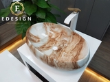 Chậu rửa mặt Ceramic Lavabo vân đá loại bầu dục
