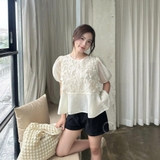 ÁO BABYDOLL TAY PHỒNG HOA NỔI ZAREEN VOA147