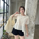 ÁO BABYDOLL TAY PHỒNG HOA NỔI ZAREEN VOA147