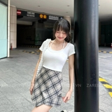 CHÂN VÁY CARO NGẮN ĐẮP CHÉO ZAREEN VAA42