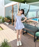 ĐẦM TAY PHỒNG DÁNG A ĐÍNH NÚT ZAREEN DAX92