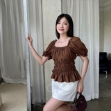 ÁO CROPTOP TAY PHỒNG THUN CHỈ ZAREEN VOA153