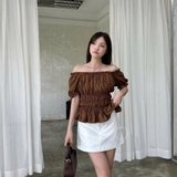 ÁO CROPTOP TAY PHỒNG THUN CHỈ ZAREEN VOA153