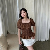 ÁO CROPTOP TAY PHỒNG THUN CHỈ ZAREEN VOA153