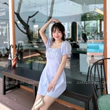 ĐẦM TAY PHỒNG DÁNG A ĐÍNH NÚT ZAREEN DAX92