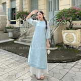 ÁO DÀI ÁI KHUÊ TƠ HOA TAY PHỒNG ZAREEN ADI06