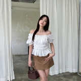 ÁO CROPTOP TAY PHỒNG THUN CHỈ ZAREEN VOA153