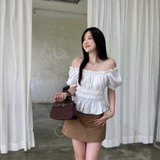 ÁO CROPTOP TAY PHỒNG THUN CHỈ ZAREEN VOA153