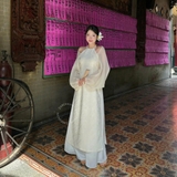 ÁO DÀI VÂN THANH CỔ YẾM ĐÍNH NGỌC TRAI ZAREEN ADI09