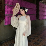 ÁO DÀI VÂN THANH CỔ YẾM ĐÍNH NGỌC TRAI ZAREEN ADI09