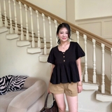 ÁO BABYDOLL XÔ THÊU NÚT GỖ ZAREEN VOA155